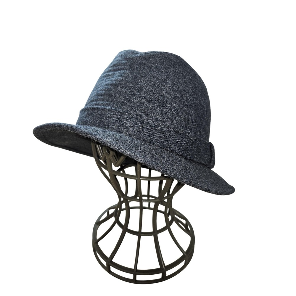 London Fog Hat Fedora Fitted Mens 7 1/8 Gray Trilby‎ Quilted Lined Dress